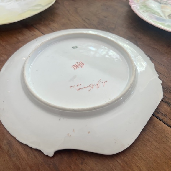 Elite Limoges France Handpainted Set Of
6 Daccert Plate Gold 8" - Signed 1902 - Picture 7 of 9